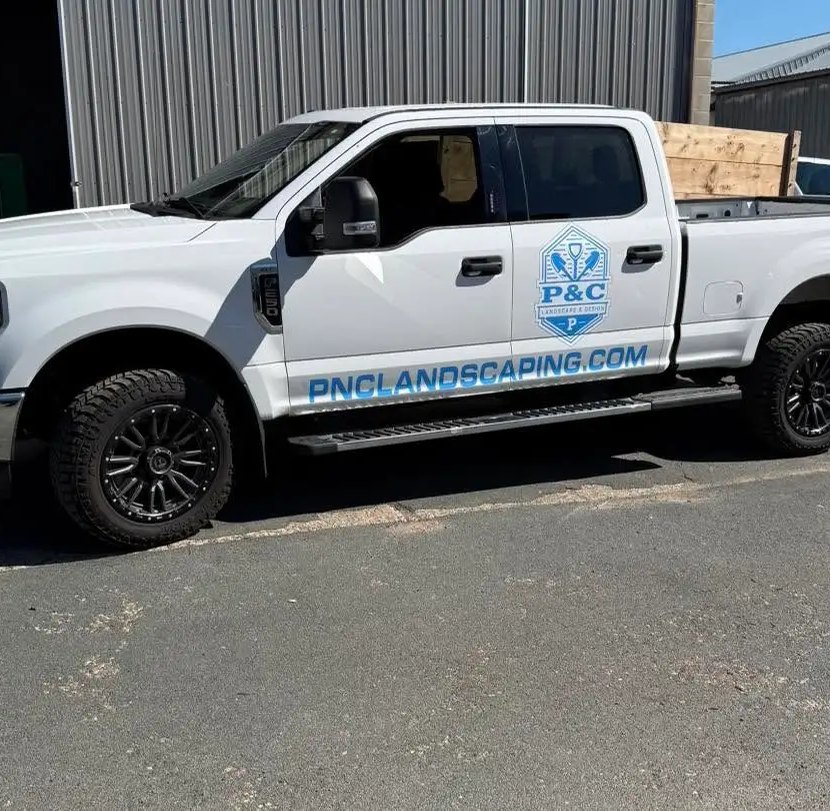 PNC Landscaping pickup truck lettering