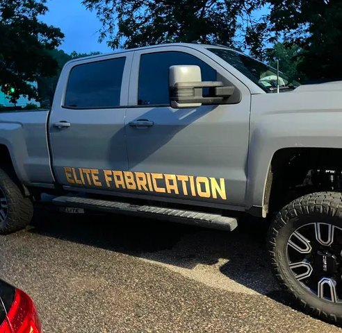 Elite Fabrication truck door graphics