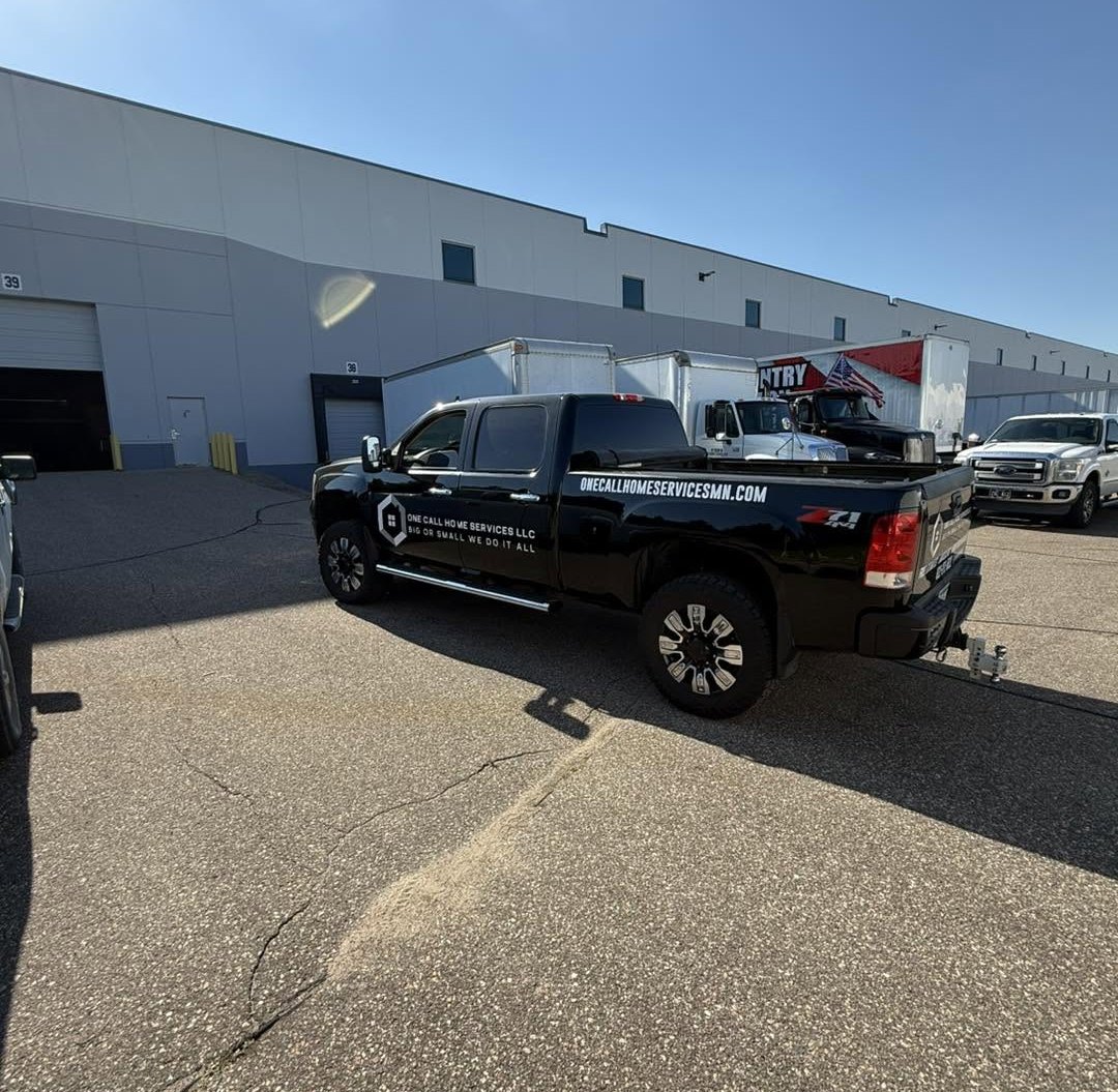 One Call black pickup truck graphics