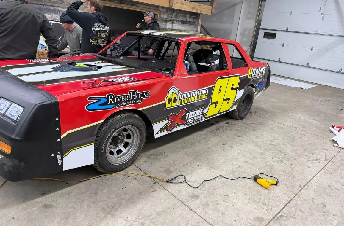 Wrapped #95 stock car in the shop
